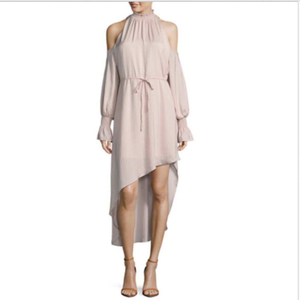 New T.D.C  Cold Shoulder High Low Mock Neck Dress